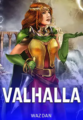 ปกเกม Valhalla ภาพนักรบหญิงผมแดงบนพื้นฟ้าน้ำเงิน